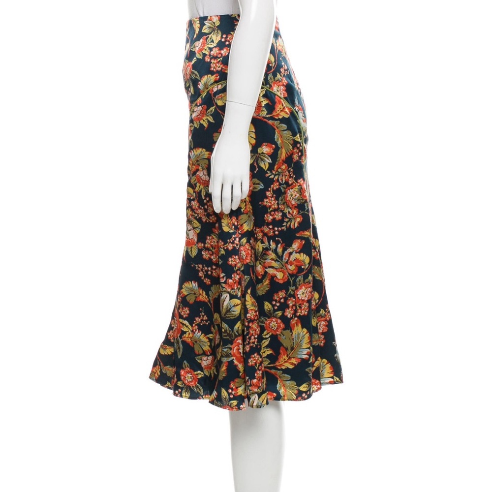 Floral Midi Skirt - Black and Red